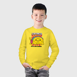 Лонгслив хлопковый детский Кот - тако, цвет: желтый — фото 2