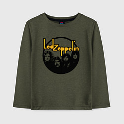 Лонгслив хлопковый детский Led Zeppelin Лед Зеппелин, цвет: меланж-хаки