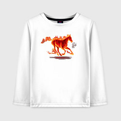 Лонгслив хлопковый детский Fire horse огненная лошадь, цвет: белый