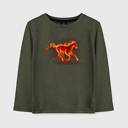 Лонгслив хлопковый детский Fire horse огненная лошадь, цвет: меланж-хаки