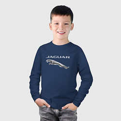 Лонгслив хлопковый детский ЯГУАР 3D Logo, цвет: тёмно-синий — фото 2