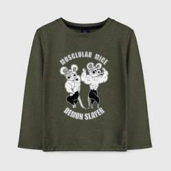 Лонгслив хлопковый детский МЫШИ УЗУЙ ТЕНГЕНА МЫЩЦЫ МЫЩЦЫ, цвет: меланж-хаки