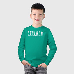 Лонгслив хлопковый детский S T A L K E R - Logo, цвет: зеленый — фото 2