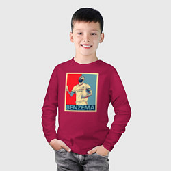 Лонгслив хлопковый детский Benzema Obey, цвет: маджента — фото 2