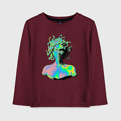 Лонгслив хлопковый детский Gorgon Medusa Vaporwave Neon, цвет: меланж-бордовый