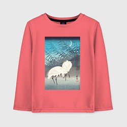 Лонгслив хлопковый детский Egrets and Reeds in Moonlight, цвет: коралловый