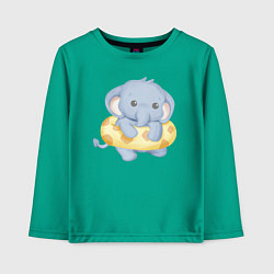 Лонгслив хлопковый детский Милый Слонёнок С Плавательным Кругом, цвет: зеленый