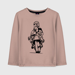 Лонгслив хлопковый детский Крутой мотоциклист, цвет: пыльно-розовый