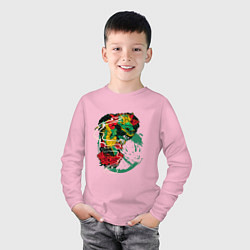 Лонгслив хлопковый детский Дракон в цветах, цвет: светло-розовый — фото 2