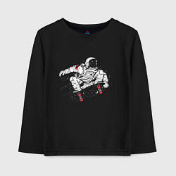 Лонгслив хлопковый детский Космонавт, катающийся на скейтборде An astronaut r, цвет: черный