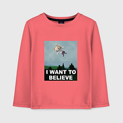 Лонгслив хлопковый детский Neco Arc want to believe, цвет: коралловый