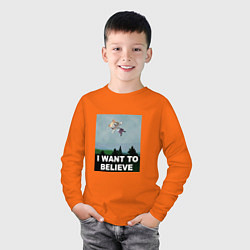 Лонгслив хлопковый детский Neco Arc want to believe, цвет: оранжевый — фото 2