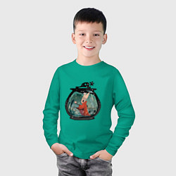 Лонгслив хлопковый детский Хорнет и ткачи, цвет: зеленый — фото 2