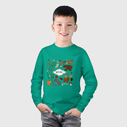 Лонгслив хлопковый детский SET OF FOREST ANIMALS, цвет: зеленый — фото 2