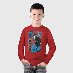 Лонгслив хлопковый детский Футболка с изображением черепа кошки, цвет: красный — фото 2