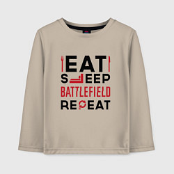 Детский лонгслив Надпись: Eat Sleep Battlefield Repeat