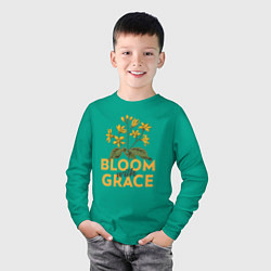 Лонгслив хлопковый детский Bloom with grace, цвет: зеленый — фото 2