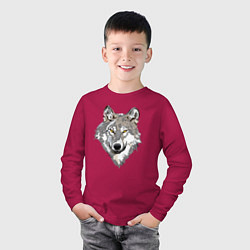 Лонгслив хлопковый детский Волчья морда, цвет: маджента — фото 2