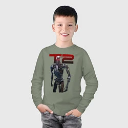 Лонгслив хлопковый детский Terminator 2 - T800, цвет: авокадо — фото 2