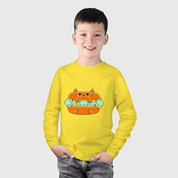 Лонгслив хлопковый детский CATS HOT DOG, цвет: желтый — фото 2