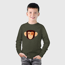 Лонгслив хлопковый детский Злая кибер обезьяна, цвет: меланж-хаки — фото 2