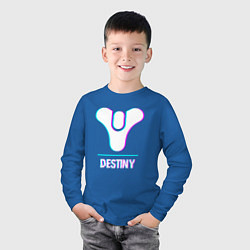 Лонгслив хлопковый детский Destiny в стиле Glitch Баги Графики, цвет: синий — фото 2