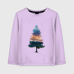 Лонгслив хлопковый детский Лес в ёлке, цвет: лаванда