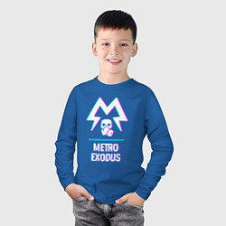 Лонгслив хлопковый детский Metro Exodus в стиле Glitch Баги Графики, цвет: синий — фото 2