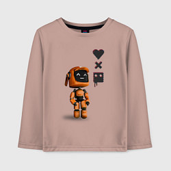 Лонгслив хлопковый детский Оранжевый робот с логотипом LDR, цвет: пыльно-розовый