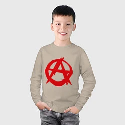 Лонгслив хлопковый детский Символ анархии, цвет: миндальный — фото 2