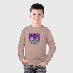Лонгслив хлопковый детский Сакраменто Кингз NBA, цвет: пыльно-розовый — фото 2