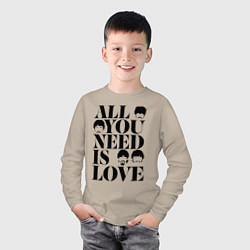 Лонгслив хлопковый детский ALL YOU NEED IS LOVE THE BEATLES, цвет: миндальный — фото 2