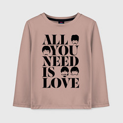 Лонгслив хлопковый детский ALL YOU NEED IS LOVE THE BEATLES, цвет: пыльно-розовый