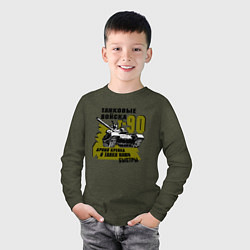 Лонгслив хлопковый детский Т-90 Танковые войска Броня крепка, цвет: меланж-хаки — фото 2