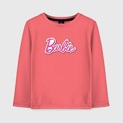Лонгслив хлопковый детский Barbie logo, цвет: коралловый