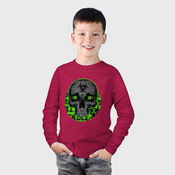 Лонгслив хлопковый детский SKULL TOXIC, цвет: маджента — фото 2