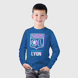 Лонгслив хлопковый детский Lyon FC в стиле Glitch, цвет: синий — фото 2
