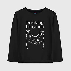Лонгслив хлопковый детский Breaking Benjamin Рок кот, цвет: черный