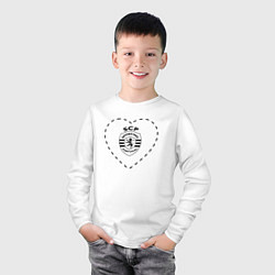 Лонгслив хлопковый детский Лого Sporting в сердечке, цвет: белый — фото 2