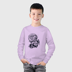 Лонгслив хлопковый детский Котик - Космонавт, цвет: лаванда — фото 2