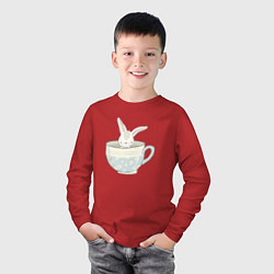 Лонгслив хлопковый детский Кролик в чашке, цвет: красный — фото 2