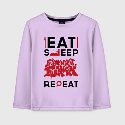 Лонгслив хлопковый детский Надпись: Eat Sleep Friday Night Funkin Repeat, цвет: лаванда