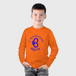 Лонгслив хлопковый детский Поздравление от любимых, цвет: оранжевый — фото 2