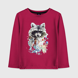 Лонгслив хлопковый детский Мордочка енота - акварель, цвет: маджента