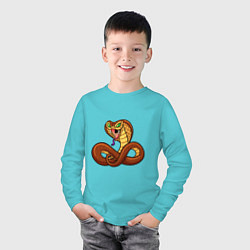 Лонгслив хлопковый детский Для любителей змей, цвет: бирюзовый — фото 2