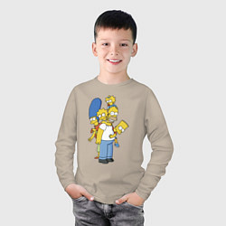Лонгслив хлопковый детский Прикольная семейка Симпсонов, цвет: миндальный — фото 2