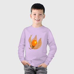Лонгслив хлопковый детский Раскрытый физалис в витражном стиле, цвет: лаванда — фото 2