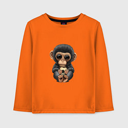 Лонгслив хлопковый детский Футбол - Шимпанзе, цвет: оранжевый
