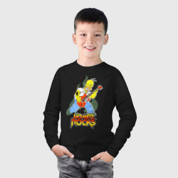 Лонгслив хлопковый детский Гомер - рок гитарист, цвет: черный — фото 2