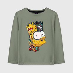 Лонгслив хлопковый детский Cyber-Bart - Simpsons family, цвет: авокадо